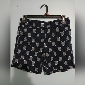 Navy Blue Patterned Women's Turtlw Latter Shorts